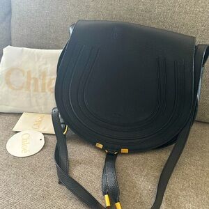 Chloe Marcie Medium Saddle Crossbody Bag In Back